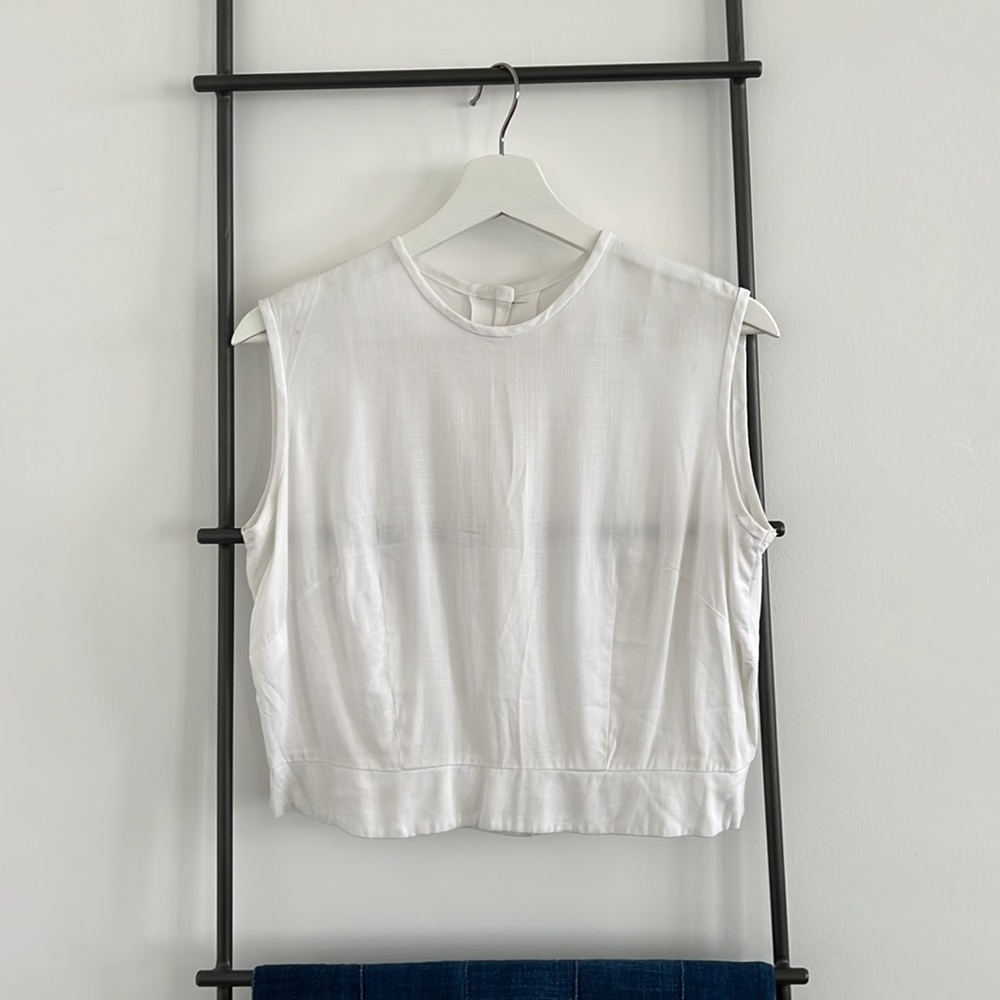 Vintage Na Nin White linen Cropped Tank
